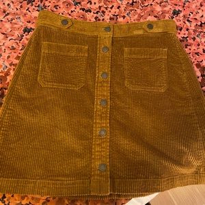 Madewell Mustard A-Line Corduroy Mini Skirt